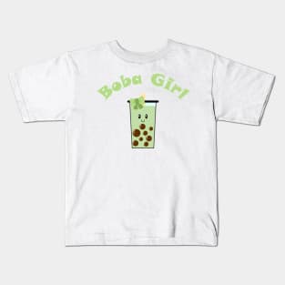 Boba Girl in Green Kids T-Shirt